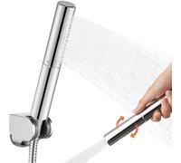 Heyalan Brass 2 in1 Function Handheld Spray Polished Chrome Hand Shower High Pressure 7.9 Inch Shower Head High Flow Handheld Sprinklert Shower Wand with Shower Hose and ABS Hand Shower Holder