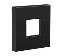 Heyalan Shower Arm Flange Plate, 1pc Modern Shower Escutcheon Cover Plate 2.5'', Universal Shower Head Arm Replacement Cover Plate, Matte Black Square Escutcheon Wall Cover