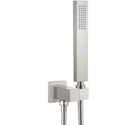 Heyalan SUS304 Stainless Steel Handheld Shower Wand High Pressure Luxury Shower Set High Flow Rectangle Hand Shower Spray with Wall Connector Holder and hose, Straight Style Brushed Nickel