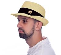 HEYANN Fedora Straw Hat, Trilby Hat for Men Fedora Hat for Men Boater Hat for Women Men Classic Straw Boater Hat Men Adjustable Strap Hat for Summer Holiday (Beige-XL)