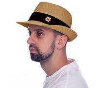 HEYANN Fedoras Hat for Men, Trilby Hats for Men Unisex Straw Sun Hat Panama Hat Sun Hats for Women Men Classic Mens Trilby Hat Beach Hat for Summer Hat Holiday (Khaki-XL)