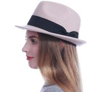 HEYANN Men's & Women's 100% Wool Felt Fedora Hat, White, M/L, Adjustable Size, Modern Classic Style, Perfect for Weddings, Jazz, Vintage Parties