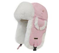 HEYANN Pink Winter Trapper Hat, Ushanka Russian Hats Faux Fur Winter Aviator Ski Hat Windproof Men's Bomber Hats for Men Women with Ear Flaps Soviet Pilot Hat(L/XL, Pink)