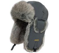 HEYANN Ushanka Trapper Hat Mens, Grey Fur Russian Hats for Man Warm Windproof Winter Trapper Hat with Ear Flaps Aviator Soviet Hat Winter Trapper Hats Ushanka for Men Women(L/XL, Grey)