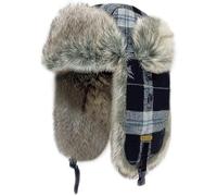 HEYANN Ushanka Trapper Hat Mens Russian Hat Man Aviator Hat Plaid Fur Trapper Hat Aviator Hat with Thermal Windproof Ear Flaps Ushanka Trapper Hats (L/XL, Black-Grey)