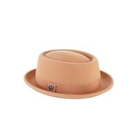HEYANN Wool Felt Pork Pie Hat for Men Women,Trilby Hats Classic Round Porkpie Vintage Fedora Hats Winter Gentleman Derby Bowler Hat for Wedding Art Gallery (L, Khaki)