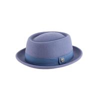 HEYANN Wool Felt Pork Pie Hat for Men Women,Wool Felt Trilby Hats Classic Round Porkpie Vintage Fedora Hats Winter Gentleman Derby Bowler Hat for Wedding Art Gallery (UK, Alpha, L, Slate Gray)
