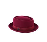 HEYANN Wool Felt Pork Pie Hat for Men Women,Wool Felt Trilby Hats Classic Round Porkpie Vintage Fedora Hats Winter Gentleman Derby Bowler Hat for Wedding Art Gallery (UK, Alpha, M, Wine red)