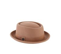 HEYANN Wool Felt Pork Pie Hat for Men Women,Wool Felt Trilby Hats Classic Round Porkpie Vintage Fedora Hats Winter Gentleman Derby Bowler Hat for Wedding Art Gallery (UK, Alpha, M, Dark Khaki)
