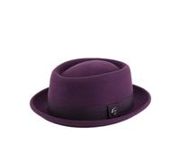 HEYANN Wool Felt Pork Pie Hat for Men Women,Wool Felt Trilby Hats Classic Round Porkpie Vintage Fedora Hats Winter Gentleman Derby Bowler Hat for Wedding Art Gallery (UK, Alpha, M, Purple)