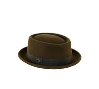 HEYANN Wool Felt Pork Pie Hat for Men Women,Wool Felt Trilby Hats Classic Round Porkpie Vintage Fedora Hats Winter Gentleman Derby Bowler Hat for Wedding Art Gallery (L, Olive Green)