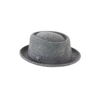 HEYANN Wool Felt Pork Pie Hat for Men Women,Wool Felt Trilby Hats Classic Round Porkpie Vintage Fedora Hats Winter Gentleman Derby Bowler Hat for Wedding Art Gallery (UK, Alpha, L, Grey)
