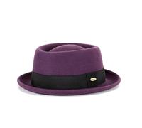 HEYANN Wool Pork Pie Hat for Men & Women,Short Brim Dome Fedora 1920s Style Bowler Winter Warm Felt Hat Cap Vintage Men's Pork Pie Fedora Hats M (56-57 cm) (One Size, Purple)