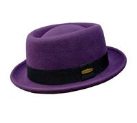 HEYANN Wool Pork Pie Hat for Men Women, Vintage Fedora Hats 100% Wool Felt Short Brim Porkpie Hat Gentleman Jazz Trilby Hats Unisex for Wedding Party Artists (UK, Alpha, M, Purple)