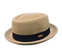 HEYANN Wool Pork Pie Hat for Men Women, Vintage Fedora Hats 100% Wool Felt Short Brim Porkpie Hat Gentleman Jazz Trilby Hats Unisex for Wedding Party Artists (UK, Alpha, M, Khaki)