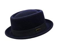 HEYANN Wool Pork Pie Hat for Men Women, Vintage Fedora Hats 100% Wool Felt Short Brim Porkpie Hat Gentleman Jazz Trilby Hats Unisex for Wedding Party Artists (UK, Alpha, S, Navy Blue)