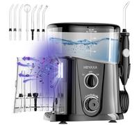 HEYAXA Water Dental Flosser for Teeth Cleaning with 1000ML Large Capacity and UV Storage, 10 Adjustable Pressure Electric Oral Irrigator with 7 Jet Tips, Gifts for Dental Health Seekers (Black)