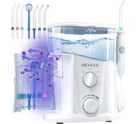 HEYAXA Water Dental Flosser for Teeth Cleaning with 1000ML Large Capacity and UV Storage, 10 Adjustable Pressure Electric Oral Irrigator with 7 Jet Tips for Home Use, Gums, Braces (White)