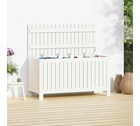 heybb Classic Pine Garden Storage Box, White, 115x49x60 cm, Waterproof, Lockable, 3 Compartments