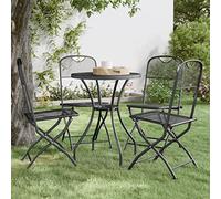 HEYBB Folding Garden Chairs 4 pcs Expanded Metal Mesh Anthracite,Weatherproof Deck Foldable Dining Chair Set for Outdoor, Garden, Patio