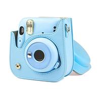 HEYBB Instant Photo Bag PU Leather Case Bag With Shoulder Strap Camera Photo Bag Fit For Fujifilm Mini 11 Camera bag (Color : Blu)