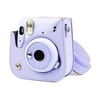 HEYBB Instant Photo Bag PU Leather Case Bag With Shoulder Strap Camera Photo Bag Fit For Fujifilm Mini 11 Camera bag (Color : Purple)