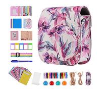 HEYBB Portable Camera Bag Bag Bag PU Leather Belt Shoulder Strap Fit For Fujifilm Fit For Fuji Mini 11 Camera bag (Color : Flowers Watercolor)