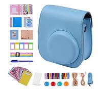 HEYBB Portable Camera Bag Bag Bag PU Leather Belt Shoulder Strap Fit For Fujifilm Fit For Fuji Mini 11 Camera bag (Color : Blue Set)