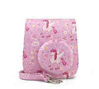 HEYBB PU Leather Camera Bag Shoulder Strap Bag Camera Protective Cover Bag Fit For Fujifilm Fit For Mini 11 9 8 Camera bag (Color : Unicorn pink)
