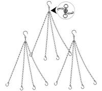 Heybe 360 Degree Rotatable Hanging Basket Chains, 4 Point 18 Inches Hanging Plant Chain and Hook, Black Plant Hangers, Pack of 3, Indoor Outdoor