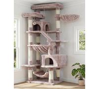 Heybly Cat Tree, 180 cm-Tall Tower for Indoor Cats with 2 Perches, 2 Big Condos, 2 Hammocks, Basket, Scratching Pad, Large Cat Furniture and Condo, Mushroom HCT034MU