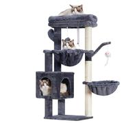 Heybly Cat Tree, 40 Inches Tower Condo with Scratching Post, Cat Tower for Indoor Cats, Fully Wrapped Sisal Pole, Soft Platform, 2 Baskets and Dangling Toy, Smoky Gray HCT006SG
