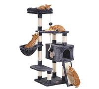 Heybly Cat Tree Cat Tower for Indoor Cats Multi-Level Cat Furniture Condo with Feeding Bowl and Scratching Board Smoky Gray HCT010G