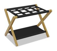 Heybly Luggage Rack, Folding Suitcase Stand with Storage Shelf, Heavy-Duty Luggage Holder for Guest Room Bedroom Hotel, Holds up to 131 lb, Natural, HLR010N1