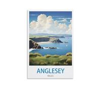 HeyBox Anglesey Wales Vintage Travel Posters 12x18inch(30x45cm) Canvas Prints Wall Art Paintings for Home Office Living Room Decor