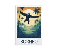 HeyBox Borneo Vintage Travel Posters 08x12inch(20x30cm) Canvas Prints Wall Art Paintings for Home Office Living Room Decor