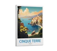 HeyBox Cinque Terre Italy Vintage Travel Posters 12x18inch(30x45cm) Canvas Prints Wall Art Paintings for Home Office Living Room Decor