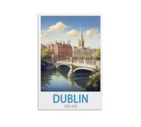 HeyBox Dublin Ireland Vintage Travel Posters 08x12inch(20x30cm) Canvas Prints Wall Art Paintings for Home Office Living Room Decor