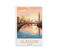 HeyBox Glasgow Scotland Vintage Travel Posters 12x18inch(30x45cm) Canvas Prints Wall Art Paintings for Home Office Living Room Decor