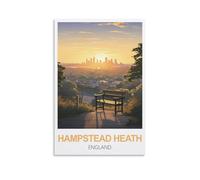 HeyBox Hampstead Heath England Vintage Travel Posters 24x36inch(60x90cm) Canvas Prints Wall Art Paintings for Home Office Living Room Decor