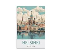 HeyBox Helsinki Finland Vintage Travel Poster 08x12inch(20x30cm) Canvas Prints Wall Art Paintings for Home Office Living Room Decor