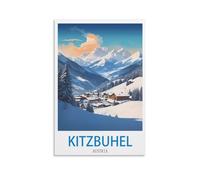 HeyBox Kitzbuhel Austria Vintage Travel Posters Ski 08x12inch(20x30cm) Canvas Prints Wall Art Paintings for Home Office Living Room Decor