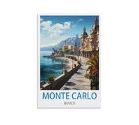 HeyBox Monte Carlo Monaco Vintage Travel Posters 08x12inch(20x30cm) Canvas Prints Wall Art Paintings for Home Office Living Room Decor