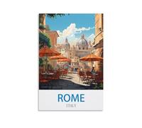 HeyBox Rome Italy Vintage Travel Poster 08x12inch(20x30cm) Canvas Prints Wall Art Paintings for Home Office Living Room Decor