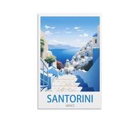 HeyBox Santorini Greece Vintage Travel Posters 08x12inch(20x30cm) Canvas Prints Wall Art Paintings for Home Office Living Room Decor