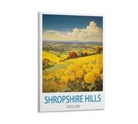 HeyBox Shropshire Hills England Vintage Travel Poster 12x18inch(30x45cm) Canvas Prints Wall Art Paintings for Home Office Living Room Decor