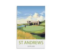 HeyBox St Andrews Scotland Vintage Travel Poster Golf 12x18inch(30x45cm) Canvas Prints Wall Art Paintings for Home Office Living Room Decor