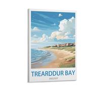 HeyBox Trearddur Bay Anglesey Vintage Travel Posters 12x18inch(30x45cm) Canvas Prints Wall Art Paintings for Home Office Living Room Decor