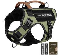 HEYCAHVA Tactical Dog Harness - Service Vest with Metal Buckles for Medium and Large Dogs, Reflective No-Pull Harness with Leather Handle and Velcro Closure for Training