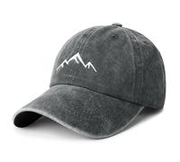 HeyCaps Baseball Cap Mens - Vintage Relaxed Fit Dad Cap Washed Adjustable Cotton Grey